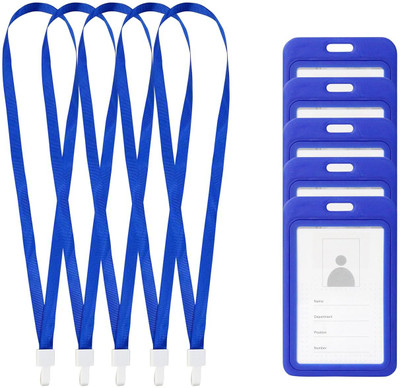 Dey 's stationery store Plastic ID Badge Holder, Lanyard(Pack of 5)