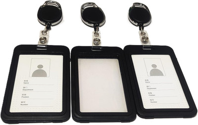Ang Plastic ID Badge Holder, ID Badge Reel(Pack of 3)