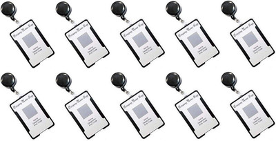 JSMSH Plastic ID Badge Holder, ID Badge Reel(Pack of 10)
