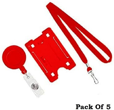 NSSP Plastic ID Badge Holder, Lanyard, ID Badge Reel(Pack of 5)