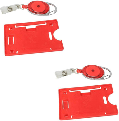 JSMSH Plastic ID Badge Holder, ID Badge Reel(Pack of 2)
