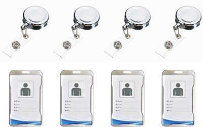LRS Aluminum, Steel ID Badge Holder, ID Badge Reel(Pack of 4)