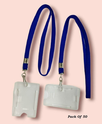 JSMSH Plastic ID Badge Holder, Lanyard(Pack of 50)