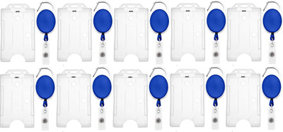 Ang Plastic ID Badge Holder, ID Badge Reel(Pack of 10)