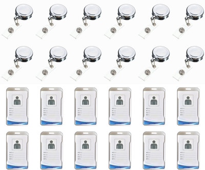 LRS Aluminum, Steel ID Badge Holder, ID Badge Reel(Pack of 12)