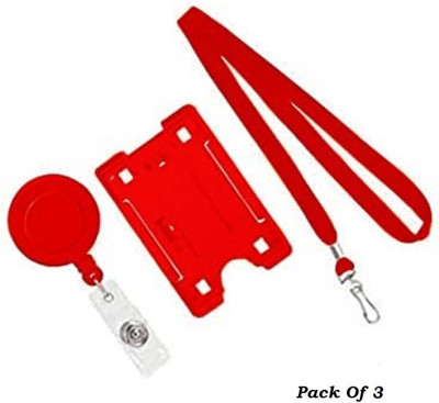 JSMSH Plastic ID Badge Reel, ID Badge Holder, Lanyard(Pack of 3)