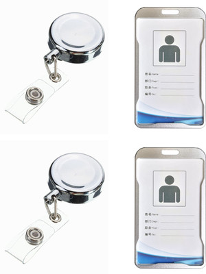 LRS Aluminum, Steel ID Badge Holder, ID Badge Reel(Pack of 2)