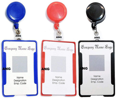 Ang Plastic ID Badge Holder, ID Badge Reel(Pack of 3)