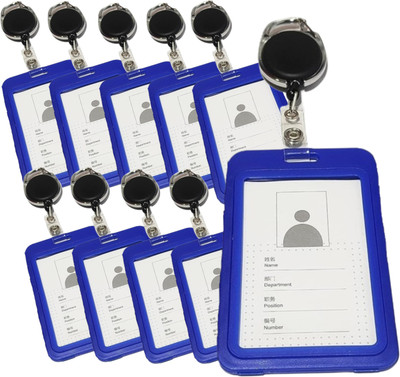 Ang Plastic ID Badge Holder, ID Badge Reel(Pack of 10)