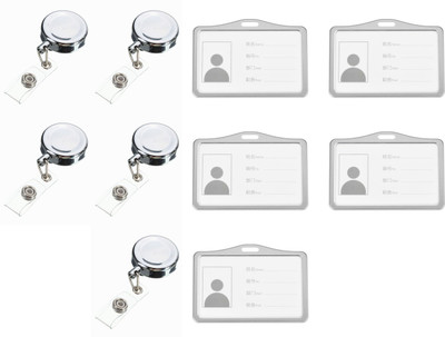 LRS Aluminum, Steel ID Badge Holder, ID Badge Reel(Pack of 5)