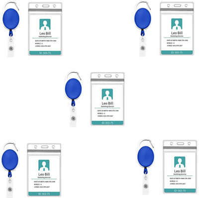 KKSW Plastic ID Badge Holder, ID Badge Reel(Pack of 5)