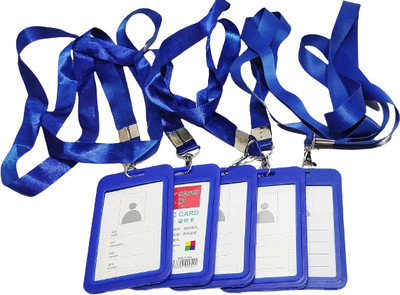 ASV Plastic ID Badge Holder, Lanyard(Pack of 5)