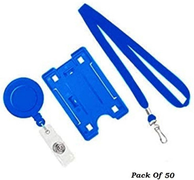 JSMSH Plastic ID Badge Reel, ID Badge Holder, Lanyard(Pack of 50)
