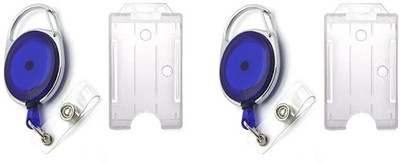 JSMSH Plastic ID Badge Holder, ID Badge Reel(Pack of 2)