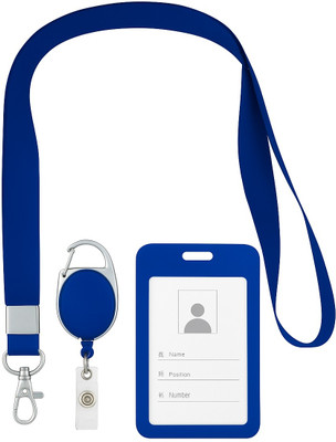 I CARDE Plastic ID Badge Holder, ID Badge Reel, Lanyard(Pack of 1)