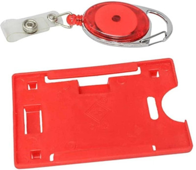 JSMSH Plastic ID Badge Holder, ID Badge Reel(Pack of 5)