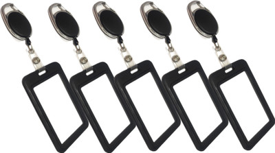 Ang Plastic ID Badge Holder, ID Badge Reel(Pack of 5)