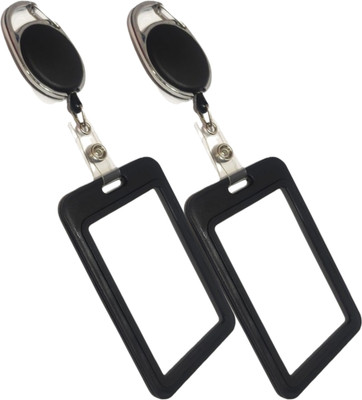 Ang Plastic ID Badge Holder, ID Badge Reel(Pack of 2)
