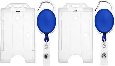 Ang Plastic ID Badge Holder, ID Badge Reel(Pack of 2)