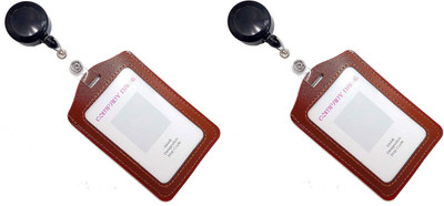 JSMSH Plastic ID Badge Holder, ID Badge Reel(Pack of 2)