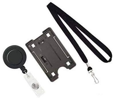 KKSW Plastic ID Badge Holder, ID Badge Reel, Lanyard(Pack of 1)
