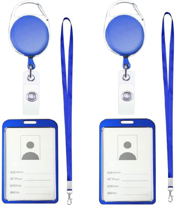 Ang Aluminum ID Badge Holder, ID Badge Reel, Lanyard(Pack of 2)