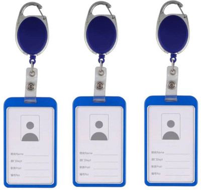 KKSSW Aluminum ID Badge Holder, ID Badge Reel(Pack of 3)