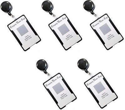 JSM Plastic ID Badge Holder, ID Badge Reel(Pack of 5)
