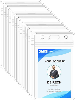 JSMSH Vertical Waterproof Id Card Holders with Sealable Zip(100 Pcs, Transparent) B002 1 Card Holder(Set of 100, White)