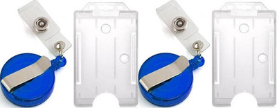 Ang Plastic ID Badge Holder, ID Badge Reel(Pack of 2)