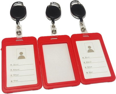 Ang Plastic ID Badge Holder, ID Badge Reel(Pack of 3)