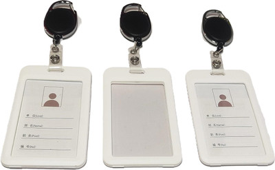 Ang Plastic ID Badge Holder, ID Badge Reel(Pack of 3)