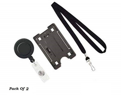 JSMSH Plastic ID Badge Reel, ID Badge Holder, Lanyard(Pack of 2)