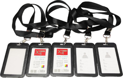ASV Plastic ID Badge Holder, Lanyard(Pack of 5)