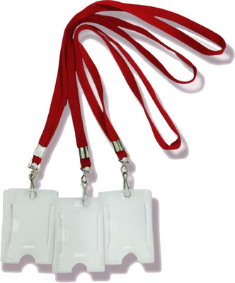 JSMSH Plastic ID Badge Holder, Lanyard(Pack of 50)