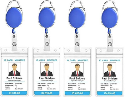 Dey 's stationery store Plastic ID Badge Holder, ID Badge Reel(Pack of 4)