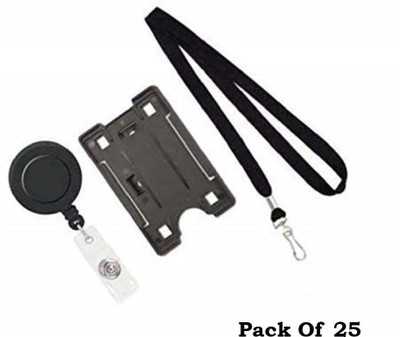 NSSP Plastic ID Badge Holder, Lanyard, ID Badge Reel(Pack of 25)
