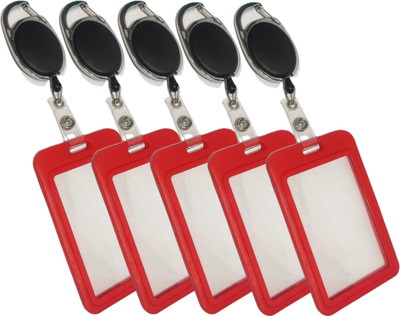 Ang Plastic ID Badge Holder, ID Badge Reel(Pack of 5)