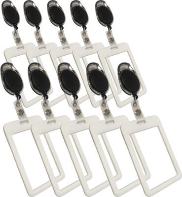 Ang Plastic ID Badge Holder, ID Badge Reel(Pack of 10)