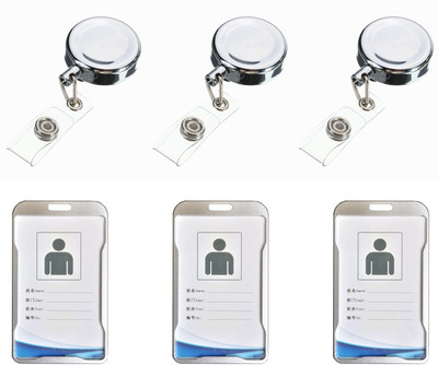 LRS Aluminum, Steel ID Badge Holder, ID Badge Reel(Pack of 3)