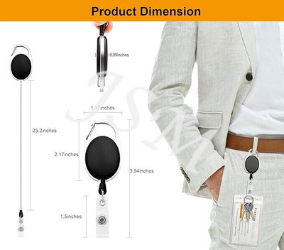 JSMSH Plastic ID Badge Holder, ID Badge Reel(Pack of 2)