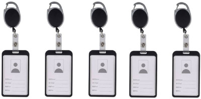 KKSSW Aluminum ID Badge Holder, ID Badge Reel(Pack of 5)
