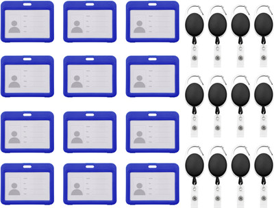 LRS Plastic ID Badge Holder, ID Badge Reel(Pack of 12)