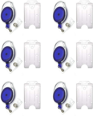 JSMSH Plastic ID Badge Holder, ID Badge Reel(Pack of 6)