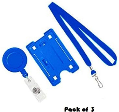 JSMSH Plastic ID Badge Reel, ID Badge Holder, Lanyard(Pack of 3)