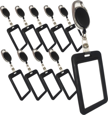 Ang Plastic ID Badge Holder, ID Badge Reel(Pack of 10)