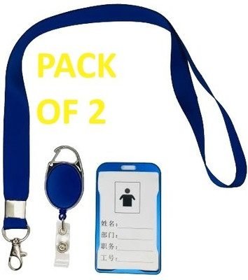Ang Aluminum ID Badge Holder, ID Badge Reel, Lanyard(Pack of 2)