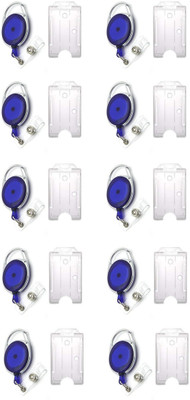 JSMSH Plastic ID Badge Holder, ID Badge Reel(Pack of 10)