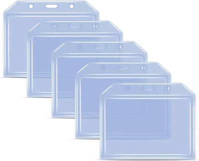 KKSW Plastic Transparent ID Card Holders | ID Badge Holder (Horizontal) 1 Card Holder(Set of 50, White)