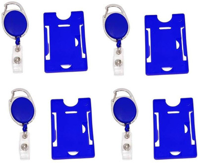 KKSW Plastic ID Badge Holder, ID Badge Reel(Pack of 4)